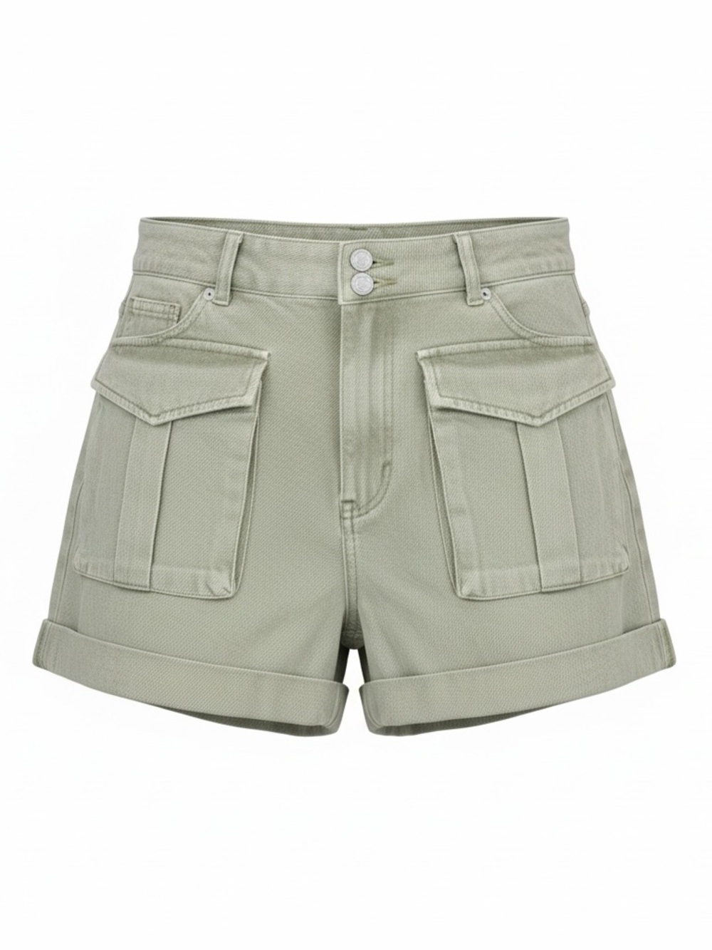 Blank NYC Light Sage High-Rise Cargo Bermudas